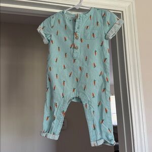 Old Navy Light Teal Baby One-Piece with Orange Carrot Print